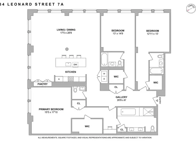 Property at 34 Leonard St Unit 7A, New York, NY, 10013, 3 beds, 3.5 baths, [object Object]
