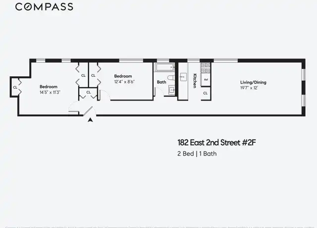 Property at 182 E 2nd St Unit 2F, New York, NY, 10009, 2 beds, 1 bath, [object Object]