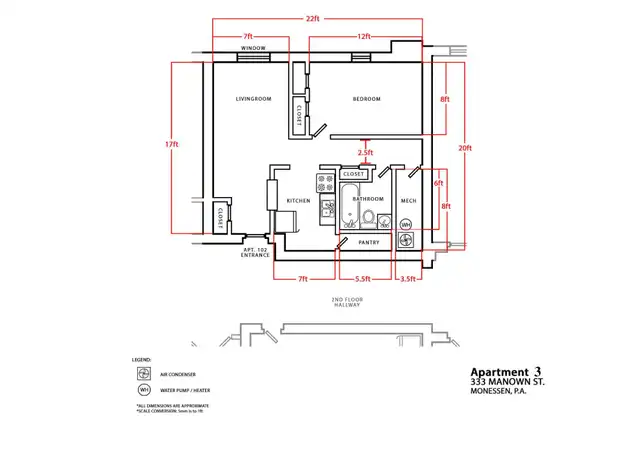 Property at 333 Manown St Unit 3, Monessen, PA, 15062, 1 bed, 1 bath, [object Object]