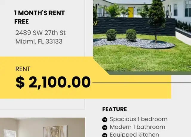 Property at 2489 SW 27th St Unit 1, Miami, FL, 33133, 1 bed, 1 bath, [object Object]