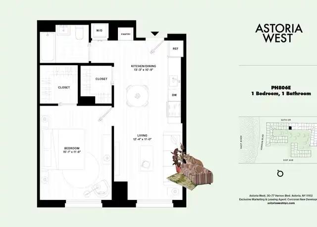 Property at 30-77 Vernon Blvd Ph 806E, Astoria, NY, 11102, 1 bed, 1 bath, [object Object]