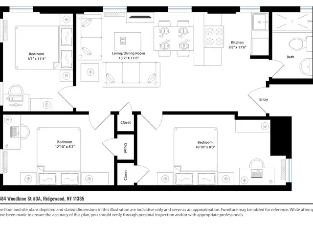 Property at 1684 Woodbine St Unit 2A, Ridgewood, NY, 11385, 3 beds, 1 bath, [object Object]