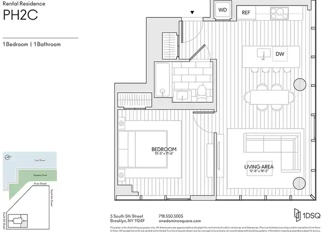 Property at 5 S 5th St Ph 2C, Brooklyn, NY, 11249, 1 bed, 1 bath, [object Object]