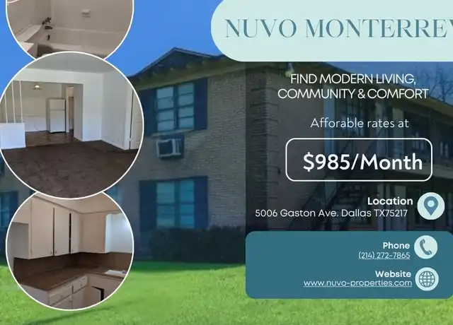 Property at NUVO Monterrey - 5006 Gaston Ave, Dallas, TX, 75214, 1 bed, 1 bath, [object Object]
