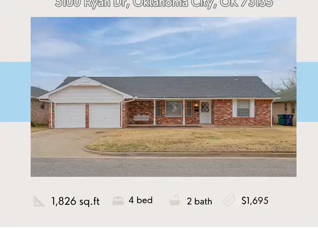 Property at 5100 Ryan Dr, Oklahoma City, OK, 73135, 4 beds, 2 baths, [object Object]