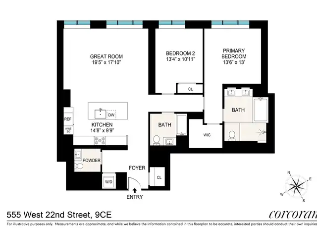 Property at 555 W 22nd St Unit 9CE, New York, NY, 10011, 2 beds, 2.5 baths, [object Object]
