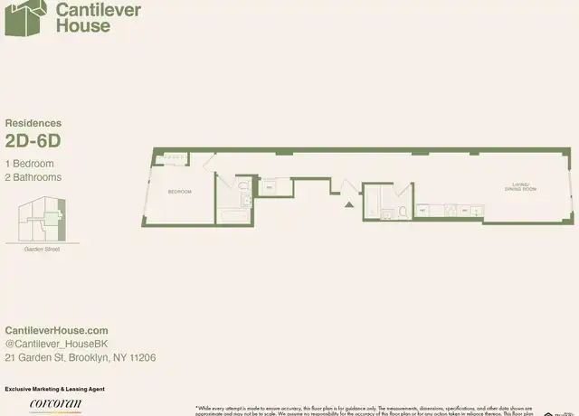 Property at 21 Garden St Unit 2D, Brooklyn, NY, 11206, 1 bed, 2 baths, [object Object]