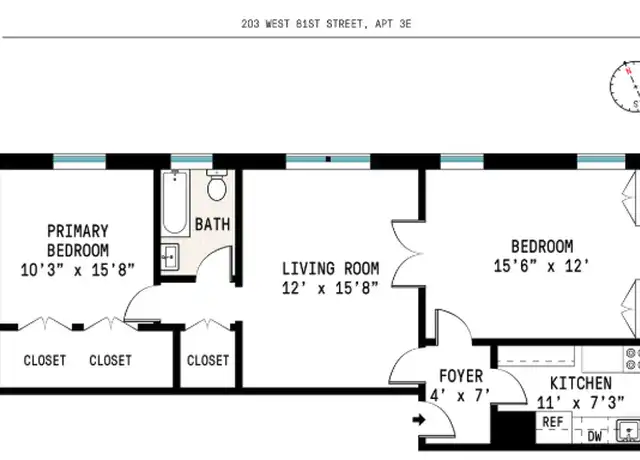Property at 203 W 81st St Unit 3E, New York, NY, 10024, 2 beds, 1 bath, [object Object]