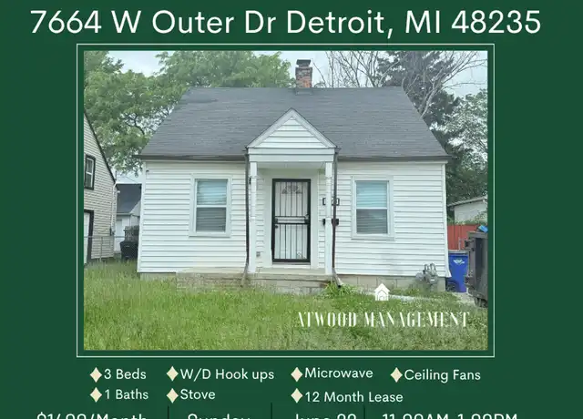 Property at 7664 W Outer Dr, Detroit, MI, 48235, 3 beds, 1 bath, [object Object]