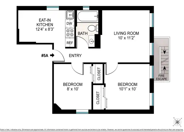 Property at 57 W 106th St Unit 5A, New York, NY, 10025, 2 beds, 1 bath, [object Object]