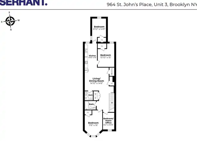Property at 964 Saint Johns Pl Unit 3, Brooklyn, NY, 11213, 4 beds, 2 baths, [object Object]