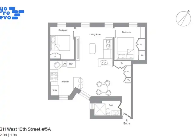Property at 211 W 10th St Unit 5A, New York, NY, 10014, 2 beds, 1 bath, [object Object]