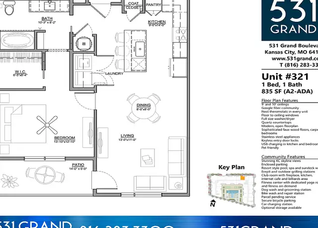 Property at 531 Grand Blvd Unit 500, Kansas City, MO, 64106, 1 bed, 1 bath, [object Object]