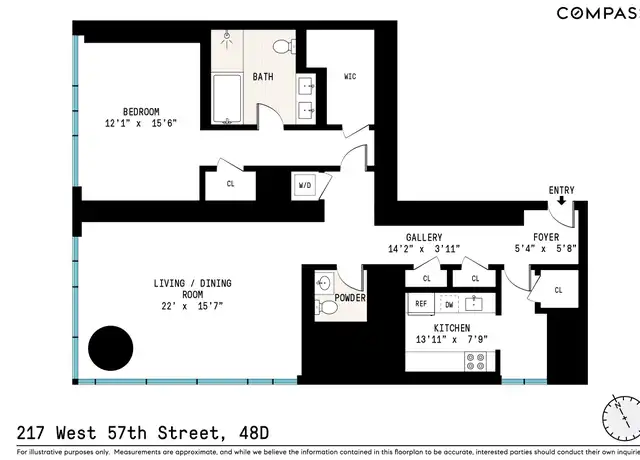 Property at 217 W 57th St Unit 48D, New York, NY, 10019, 1 bed, 1.5 baths, [object Object]