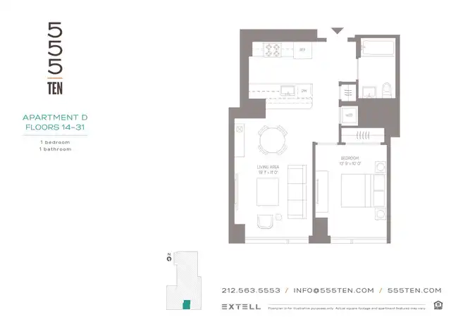 Property at 555 10th Ave Unit 18D, New York, NY, 10018, 1 bed, 1 bath, [object Object]