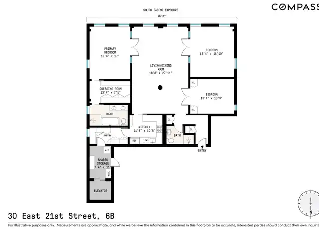 Property at 30 E 21st St Unit 6B, New York, NY, 10010, 3 beds, 2 baths, [object Object]
