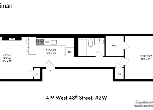 Property at 419 W 48th St Unit 2W, New York, NY, 10036, 1 bed, 1 bath, [object Object]
