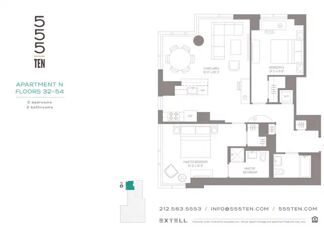 Property at 555 10th Ave Unit 51N, New York, NY, 10018, 2 beds, 2 baths, [object Object]