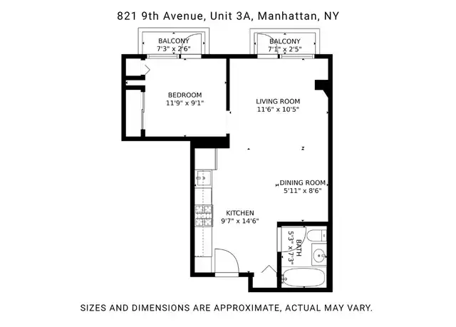 Property at 821 9th Ave Unit 4A, New York, NY, 10019, 1 bed, 1 bath, [object Object]