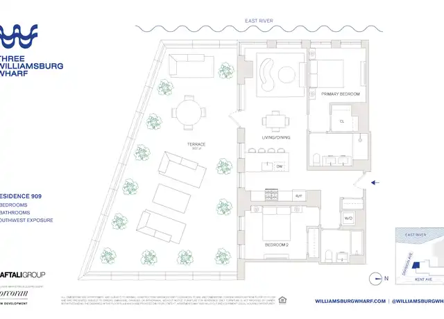 Property at 482 Kent Ave Unit 909, Brooklyn, NY, 11249, 2 beds, 2 baths, [object Object]