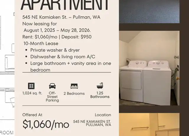 Property at 545 NE Kamiaken St Unit 17, Pullman, WA, 99163, 2 beds, 1 bath, [object Object]
