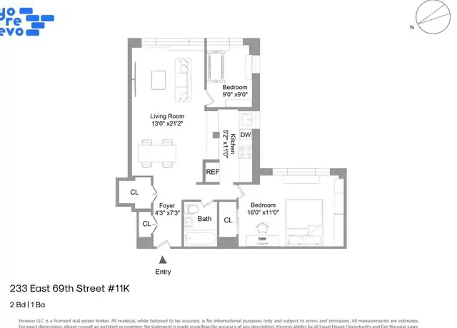 Property at 233 E 69th St Unit 11K, New York, NY, 10021, 2 beds, 1 bath, [object Object]