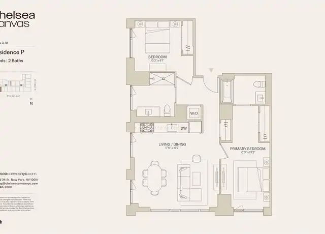 Property at 280 W 24th St Unit 6P, New York, NY, 10011, 2 beds, 2 baths, [object Object]