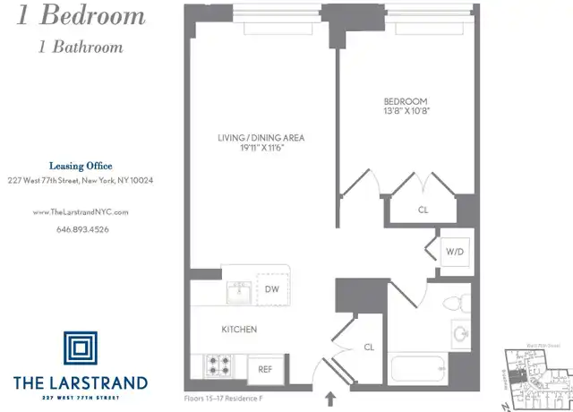 Property at 227 W 77th St Unit 16-F, New York, NY, 10024, 1 bed, 1 bath, [object Object]
