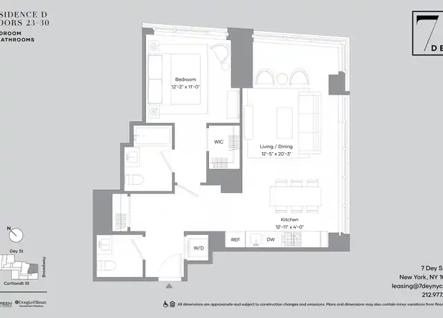 Property at 7 Dey St Unit 24D, New York, NY, 10007, 1 bed, 1.5 baths, [object Object]