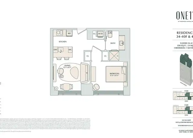 Property at 111 W 56th St Unit 34F, New York, NY, 10019, 1 bed, 1 bath, [object Object]