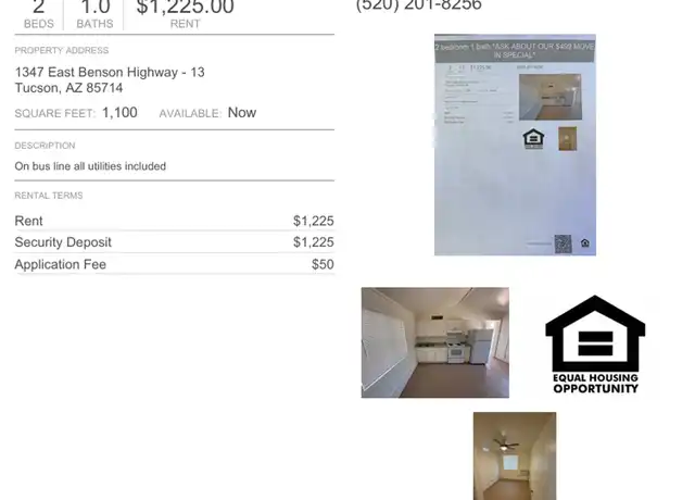 Property at 1347 E Benson Hwy Unit 13, Tucson, AZ, 85714, 2 beds, 1 bath, [object Object]