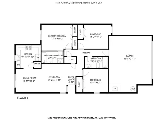 Property at 1851 Yukon Ct, Middleburg, FL, 32068, 3 beds, 2 baths, [object Object]