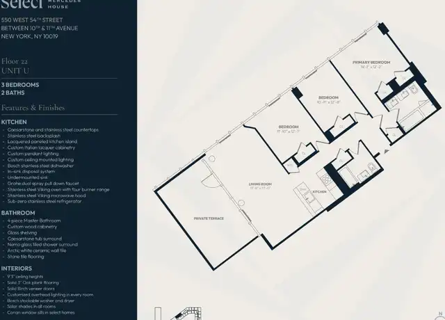 Property at 550 W 54th St Unit 22V, New York, NY, 10019, 3 beds, 2 baths, [object Object]