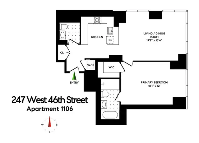 Property at 247 W 46th St #1106, New York, NY, 10036, 1 bed, 1.5 baths, [object Object]