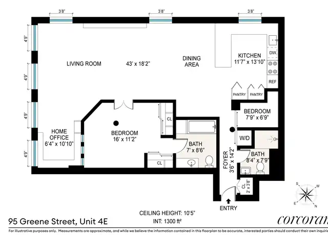 Property at 95 Greene St Unit 4E, New York, NY, 10012, 1 bed, 2 baths, [object Object]