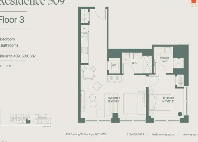 Property at 955 Sterling Pl Unit 409, Brooklyn, NY, 11213, 1 bed, 2 baths, [object Object]