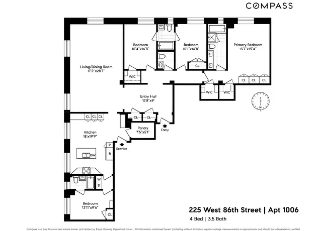 Property at 225 W 86th St #1006, New York, NY, 10024, 4 beds, 3.5 baths, [object Object]