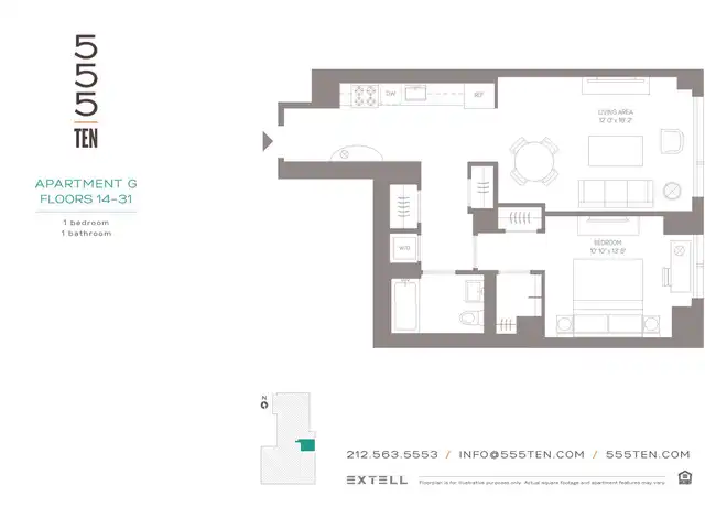 Property at 555 10th Ave Unit 22G, New York, NY, 10018, 1 bed, 1 bath, [object Object]