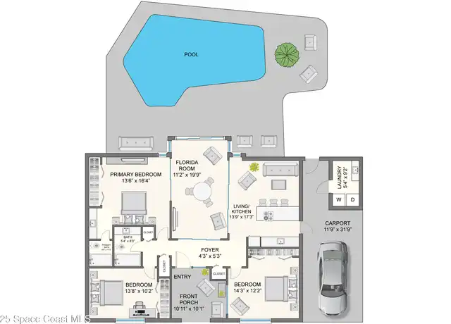 Property at 761 Burman Ln NE, Palm Bay, FL, 32905, 3 beds, 2 baths, [object Object]