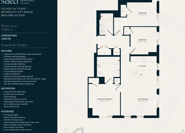 Property at 550 W 54th St Unit 30A, New York, NY, 10019, 3 beds, 2 baths, [object Object]