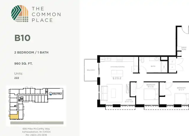 Property at 686 Mike McCarthy Way Unit 222, Ashwaubenon, WI, 54304, 2 beds, 1 bath, [object Object]