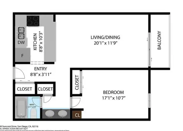 Property at 3030 Suncrest Dr #302, San Diego, CA, 92116, 1 bed, 1 bath, [object Object]