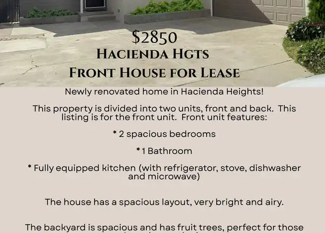 Property at 1909 Pontenova Ave, Hacienda Heights, CA, 91745, 2 beds, 1 bath, [object Object]