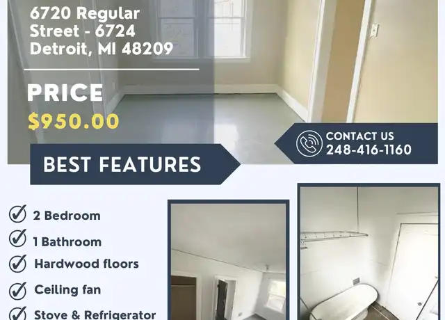 Property at 6720 Regular St Unit 6720, Detroit, MI, 48209, 2 beds, 1 bath, [object Object]