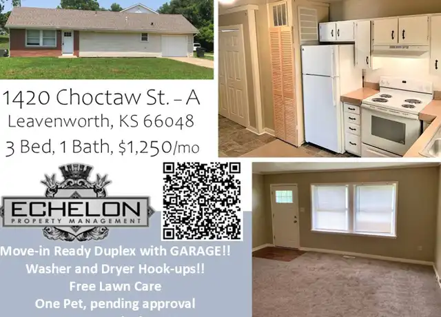 Property at 1420 Choctaw St Unit A, Leavenworth, KS, 66048, 3 beds, 1 bath, [object Object]
