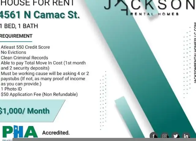 Property at 4561 N Camac St, Philadelphia, PA, 19140, 1 bed, 1 bath, [object Object]