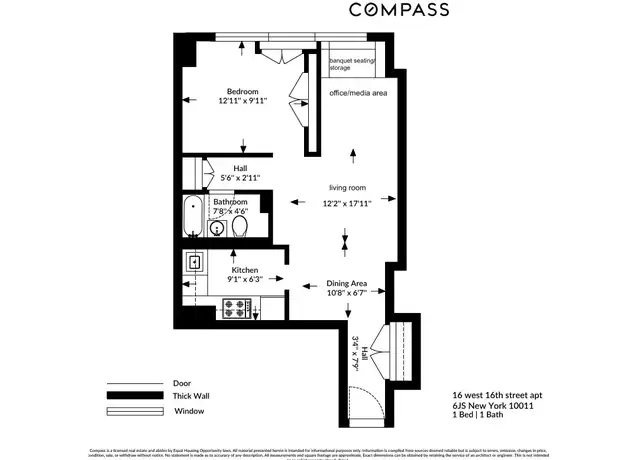 Property at 16 W 16th St Unit 6JS, New York, NY, 10011, 1 bed, 1 bath, [object Object]