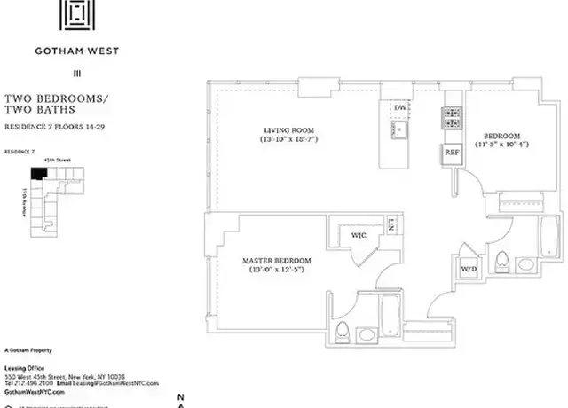 Property at 550 W 45th St Unit 2807, New York, NY, 10036, 2 beds, 2 baths, [object Object]