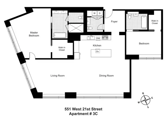 Property at 551 W 21st St Unit 3C, New York, NY, 10011, 2 beds, 2 baths, [object Object]