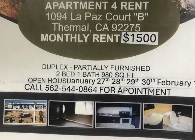 Property at 1094 La Paz Ct Apt B, Thermal, CA, 92274, 2 beds, 1.5 baths, [object Object]